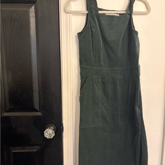 Main Street Exchange Green Corduroy Pinafore Dress - Picture 2 of 4